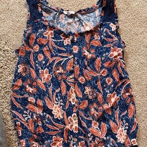 Maurices Navy and Rust Floral Blouse